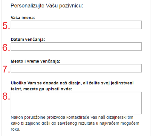Uputstvo za naručivanje - personalizuj pozivnicu