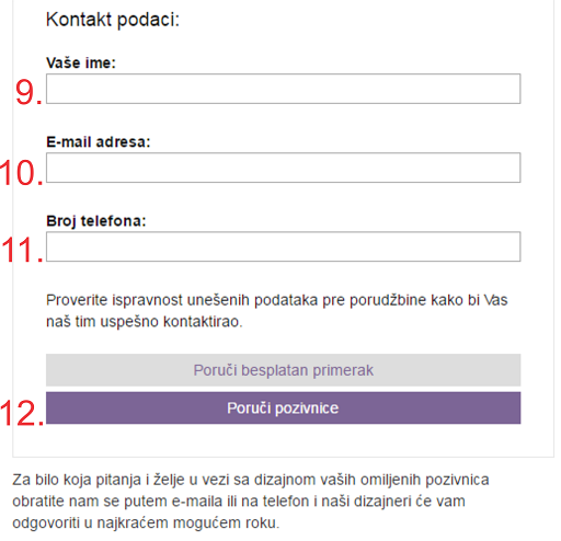 Uputstvo za naručivanje - kontakt informacije